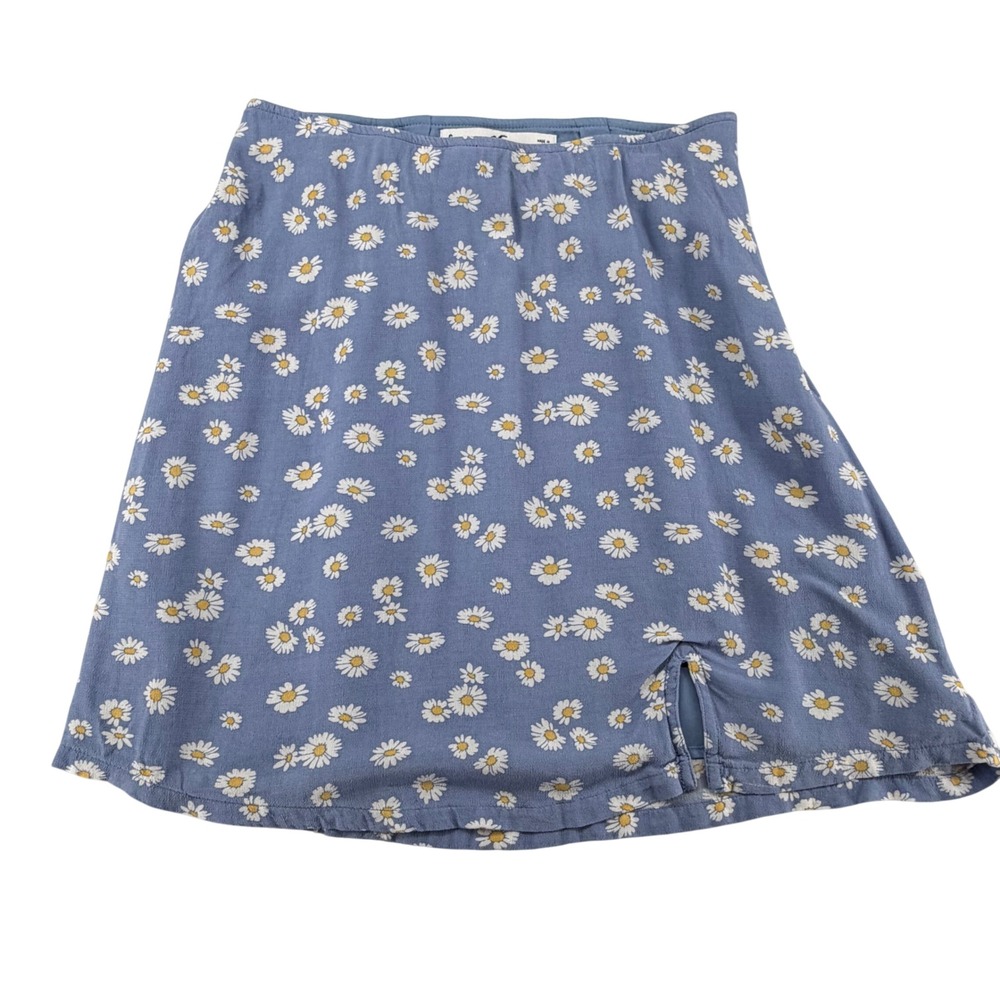 Hollister Daisy Floral Mini Skirt Womens Small Blue Ultra High Rise Slit Boho